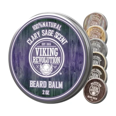 Afbeelding van Viking Revolution Salie baardbalsem met argan en jojoba oliën hoofdtooi, versterkt &amp; verzacht baard snorren conditioner zonder uitspoelen voor heren