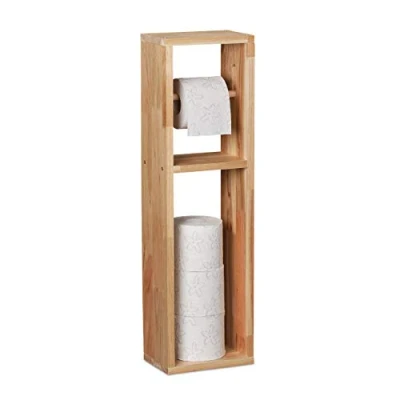 Afbeelding van Relaxdays toiletrolhouder hout reserverolhouder wc papier houder closetrolhouder