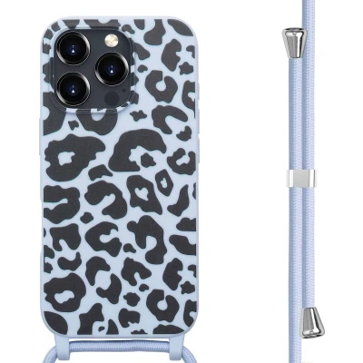 Afbeelding van imoshion hoesje Geschikt voor iPhone 16 Pro Max met koord Siliconen design Meerkleurig / Animal Lila