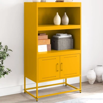 Afbeelding van Hoge kast 68,5x38,5x123,5 cm staal mosterdgeel