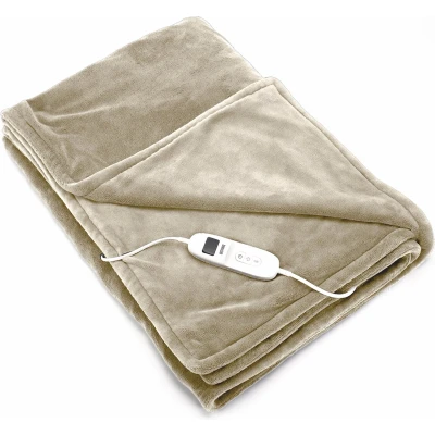 Afbeelding van DistinQ Elektrische Bovendeken XXL 180x160 cm 2 persoons omslagdeken 160Watt Automatische Uitschakeling Oververhittingsbescherming 9 Standen Warmtedeken Beige