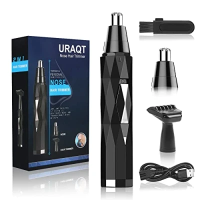 Afbeelding van URAQT neushaartrimmer, professionele pijnvrije Elektrische Lichtgewicht Oplaadbare persoonlijke trimmer, Oor neushaartrimmer voor mannen en vrouwen waterdichte dubbele messen Wenkbrauw Lippen Lichaam Gezichtshaarverwijdering