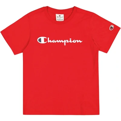 Afbeelding van Champion Icons Crewneck Contrast LOGO Unisex Tshirt print voor kinderen, Maat: 126/131, Red