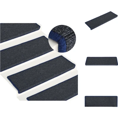 Afbeelding van Trapmatten 15 st 65x21x4 cm grijs en blauw