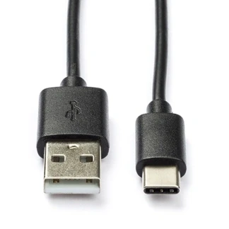 Afbeelding van USB A naar C kabel 2 meter 2.0 (Vertind koper, Zwart)