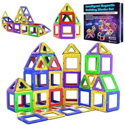 Afbeelding van Desire Deluxe Magnetische Bausteine Magnet Montessori Spielzeug für Kinder 40PC Set Teilen ab 3 4 5 6 7 8 Alter Jahren, ideales Lernspielzeug Mädchen Jungen Koordination und zum Bauen in Geschenk