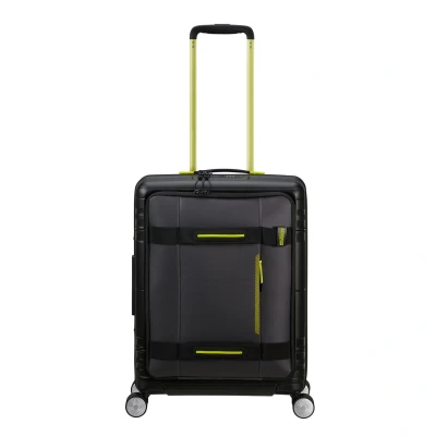 Afbeelding van American Tourister Hello Cabin Spinner 55 EXP Coated black/lime Harde Koffer