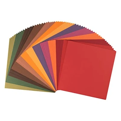 Afbeelding van Vaessen Creative Florence Cardstock 60 vellen vierkant papier, mix herfstkleuren, 216 g/m², vierkant, 30,5 x cm, glad, voor scrapbooking, kaarten maken, ponsen