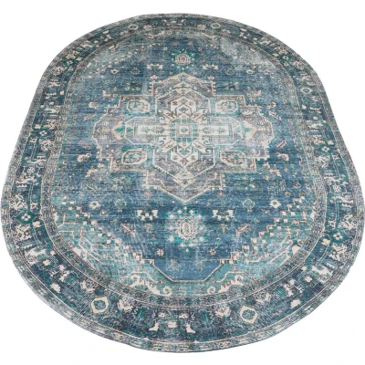 Afbeelding van Veer Carpets Vloerkleed Nora Petrol Ovaal 160 x 230 cm