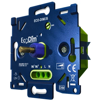 Afbeelding van EcoDim led dimmer voor België ECO DIM.15 0 150W fase afsnijding, inbouw, universeel, alle merken afdekmateriaal