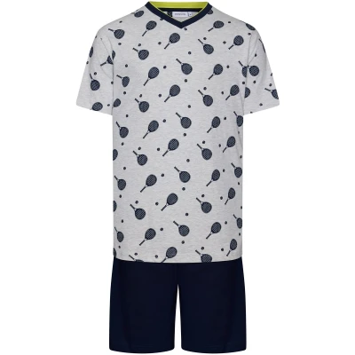 Afbeelding van Pastunette Shortama Padel Katoen Grijs/Blauw Maat XXL