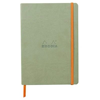 Afbeelding van RHODIA 117441C Notitieboek, Celadon, A5, gestippeld, 160 pagina&#039;s, lichtbruin papier, 90 g/m, bladwijzer, elastische sluiting, omslag van kunstleer, collectie Rhodiarama