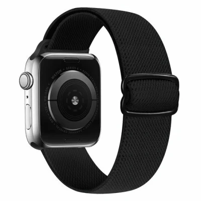 Afbeelding van Apple Watch Solo Loop Nylon bandje Zwart Geschikt voor 38mm / 40mm 41mm