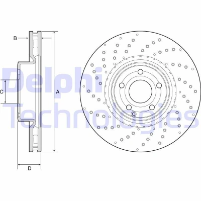 Afbeelding van DELPHI BG9216C Remschijf 342 32 5 Geventileerd Gecoat High carbon Zonder wiellager, ABS sensorring