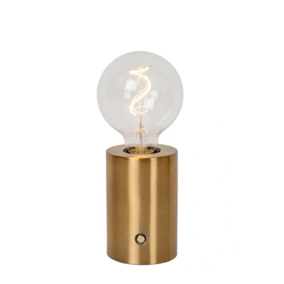 Afbeelding van Lucide VIVO Oplaadbare Tafellamp Accu/Batterij Ø 8 cm LED Dimb. E27 1x1W 2700K Mat Goud / Messing