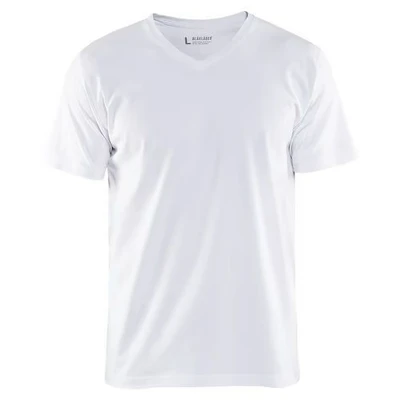 Image de T Shirt col en V blanc