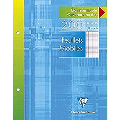 Afbeelding van Clairefontaine 1351C Een set met 5 hoesjes, geperforeerd, 17 x 22 cm, 200 pagina&#039;s, grote ruiten, wit papier, 90 g, herbruikbare hoezen