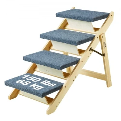 Image de VEVOR Escalier bois pliable 2en1 pour animaux de compagnie chien 4 marches 68 kg