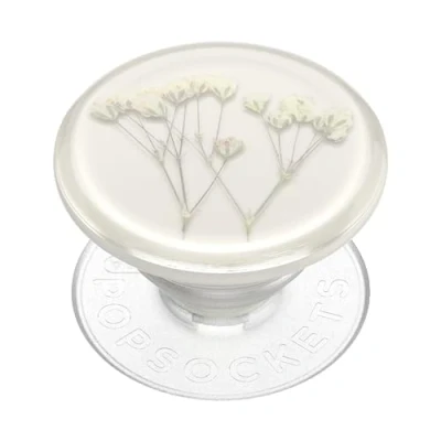 Afbeelding van PopSockets Telefoongreep met Uitschuifbare Kickstand, Telefoon Handvat Geperste Bloem Baby&#039;s Breath