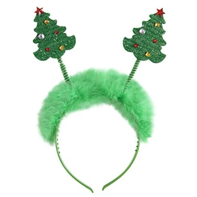 Afbeelding van WIDMANN Kerstboom haarband groen met bont