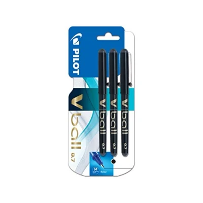 Afbeelding van Pilot V ball 07 Balpen, vloeibare inkt, medium punt, zwart, 3 stuks