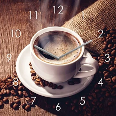 Afbeelding van Glazen wandklok 20 x cm koffie keuken decoratie wanddecoratie