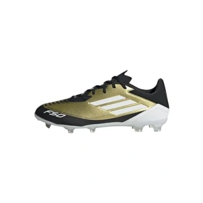 Afbeelding van adidas Performance F50 League FG/MG Messi Voetbalschoenen met kunststof noppen, Heren, Maat: 48 2/3, Gold metallic/footwear white/core black