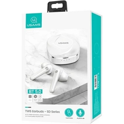Afbeelding van USAMS Bluetooth 5.0 TWS SD serie hoofdtelefoon draadloos wit/wit BHUSD01