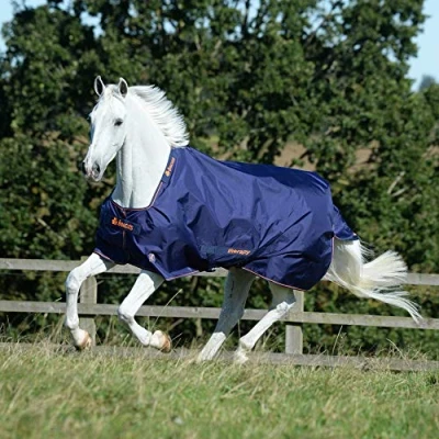 Afbeelding van Bucas Therapy Turnout 150g Navy/Orange 140/190