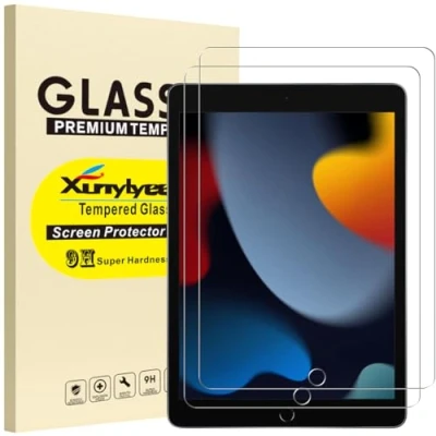 Afbeelding van XunyLyee [2 stuks gehard glas voor iPad 9e/8e/7e generatie, displaybeschermfolie 10,2 inch 2021/2020/2019