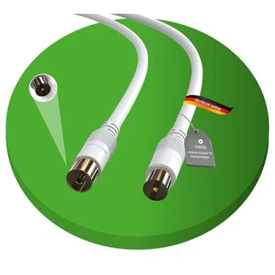 Afbeelding van conecto SAT antennekabel coaxkabel satellietkabel TV 1,00m dubbel afgeschermd IEC stekker op aansluiting voor HDTV, ontvanger, satelliet, DAB, radio, wit