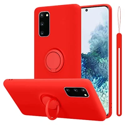 Afbeelding van Cadorabo Hoesje geschikt voor Samsung Galaxy S20 FE in LIQUID ROOD Beschermhoes van flexibel TPU silicone Case Cover met ring
