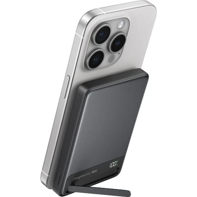 Image de Batterie externe magnétique Iniu MagPro Slim avec 2 ports USB C et câble 10000 mAh Noir