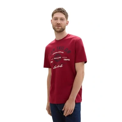 Image de TOM TAILOR T shirt pour homme, 35930 Rouge profond, 3XL