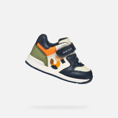 Afbeelding van Geox Rishon Sneakers laag voor kinderen, Maat: 26, Navy light orange Kunststof/ textiel