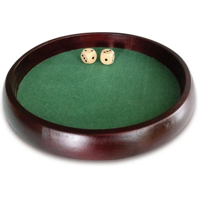 Afbeelding van Longfield pokerpiste rubberhout, ‚34 cm, inclusief 2 houten dobbelstenen 18 mm