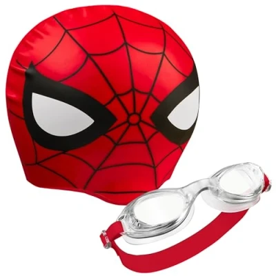 Afbeelding van Marvel Zwembril voor kinderen, zwembrilset, anti condens, badmuts Avengers Spiderman (Spiderman rood, 6 14 jaar)