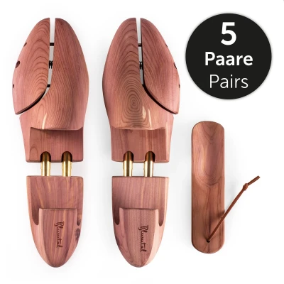 Afbeelding van Blumtal Dames en Heren Schoenspanner inc. Schoenlepel Ergonomisch design cederhout: 40 41, set van 5