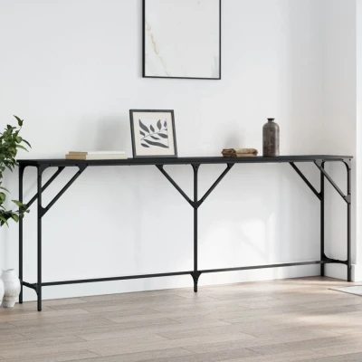 Afbeelding van Wandtafel 200x29x75 cm bewerkt hout zwart