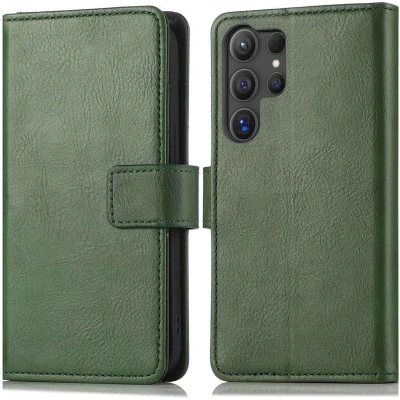 Afbeelding van imoshion Hoesje Geschikt voor Samsung Galaxy S25 Ultra Met Pasjeshouder Luxe Bookcase Groen
