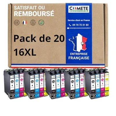 Image de COMETE 16XL 20 Cartouches d&#039;encre Compatibles Epson 16 XL Marque française