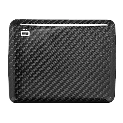 Afbeelding van OGON Smart Case V2 aluminium portemonnee, groot formaat identiteitskaart, rijbewijs, verborgen vak voor munten, RFID bescherming, capaciteit 10 kaarten, Echte koolstofvezel, Minimalistisch