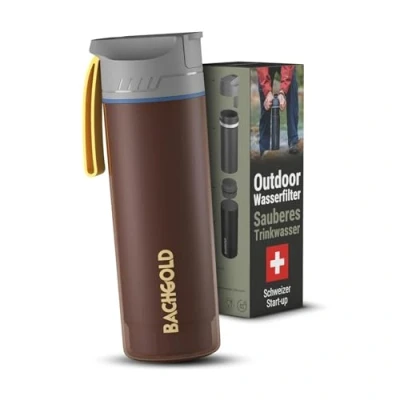 Afbeelding van Bachgold® Filterfles voor niet drinkbaar water [650 ml] met een filtercapaciteit van 1500  l, elimineert 99,99% de bacteriën, virussen, deeltjes en zware metalen, waterfles, Rood