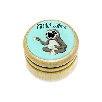 Afbeelding van Melktanddoos, tanddoos melktanden fotodoos met diverse motieven van hout voor jongens en meisjes draaisluiting 44 mm (aultier)