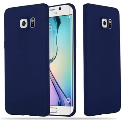 Afbeelding van Cadorabo Hoesje geschikt voor Samsung Galaxy S6 EDGE in CANDY DONKER BLAUW Beschermhoes gemaakt van flexibel TPU silicone Case Cover