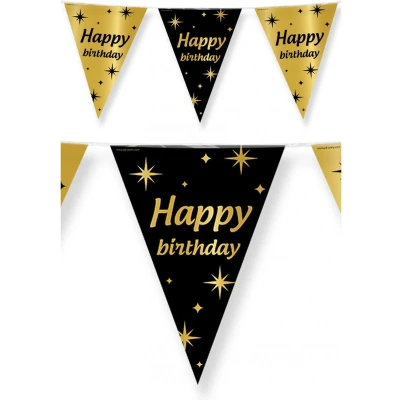 Afbeelding van Vlaggenlijn Slinger Happy Birthday Classy 10meter