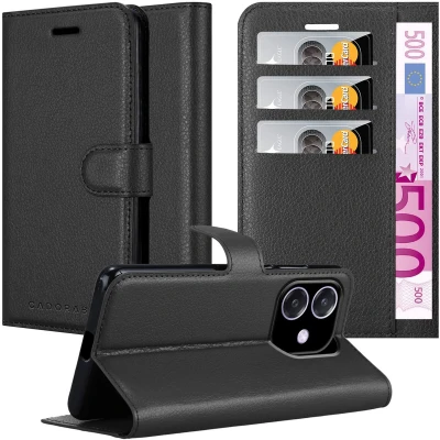Afbeelding van Cadorabo Hoesje geschikt voor Oppo A40 in PHANTOM ZWART Beschermhoes met magnetische sluiting, standfunctie en kaartvakje Book Case Cover Etui