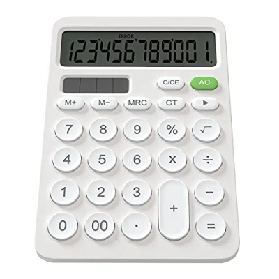 Afbeelding van GUYUCOM 12 cijferige bureaurekenmachine met lcd display, gevoelige knop, grote toets rekenmachine dubbele stroomvoorziening op zonne energie en batterij voor leraren, studenten kantoor.