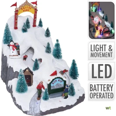 Afbeelding van Kerstdorp Skipiste (LED, Bewegend, Batterij, Binnen)