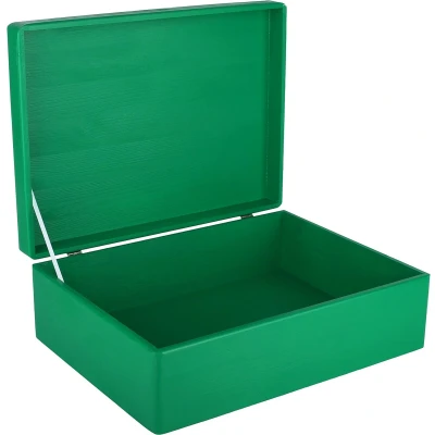 Afbeelding van Creative Deco XL Groen Houten Doos Opbergdoos 40 x 30 14 cm met Deksel Kerst, Kerstmis Cadeau